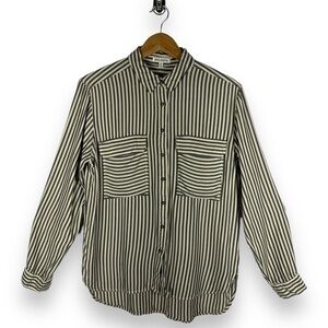 4 for $20 SALE! Rag Poets Long Sleeve Button Up Shirt, Charcoal/Cream Stripe, M